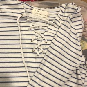 purple and white sweater